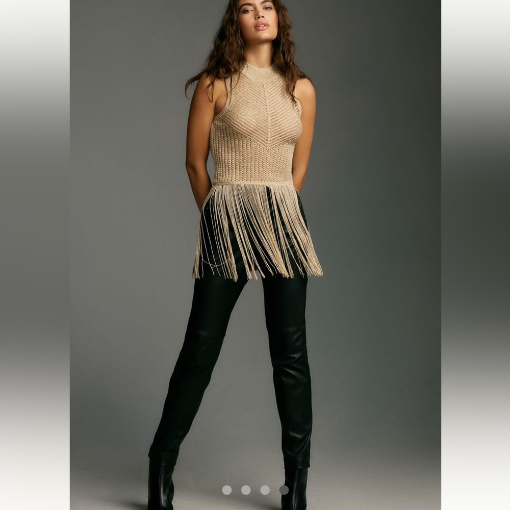 NWT By Anthropologie Lurex Fringe
Sweater Vest, M